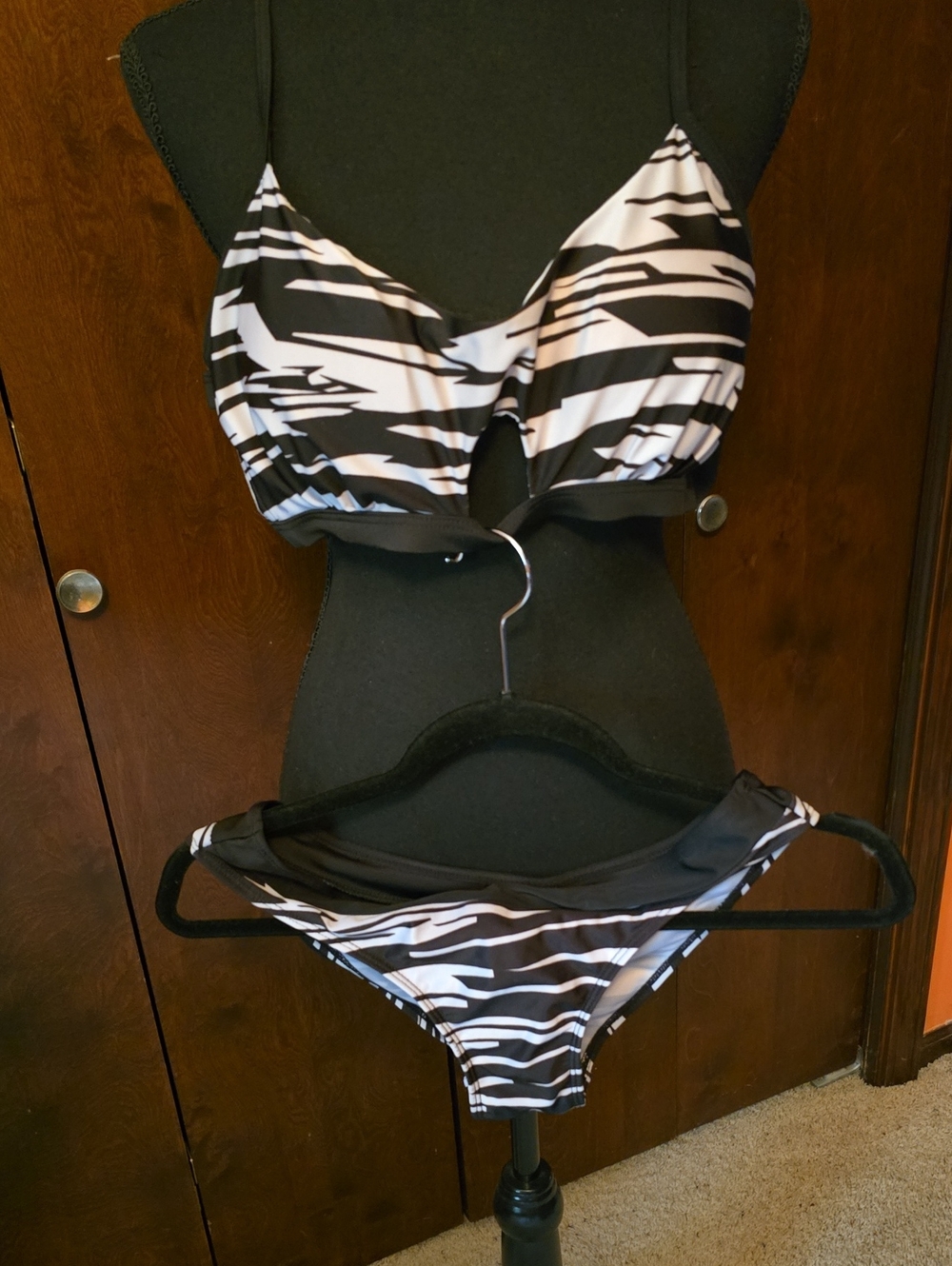 Black & White Striped Bikini Set
